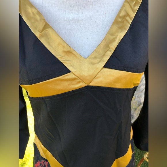 NWT VHNY Vivienne Hu New York Dress Black Gold Floral Colorblock Dress Sz 2 - Picture 8 of 11